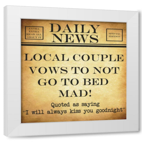 DAILY NEWS ALWAYS KISS White Modern Wood Framed Art Print by Greene, Taylor