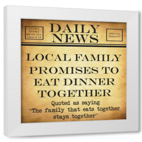 DAILY NEWS Eats Together White Modern Wood Framed Art Print by Greene, Taylor