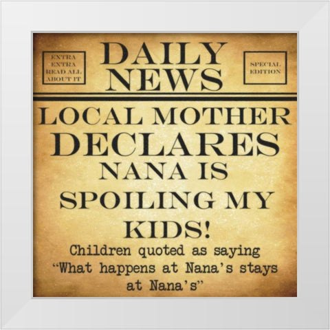 DAILY NEWS Nana White Modern Wood Framed Art Print by Greene, Taylor