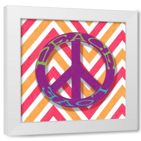 CHEVRON PEACE White Modern Wood Framed Art Print by Greene, Taylor