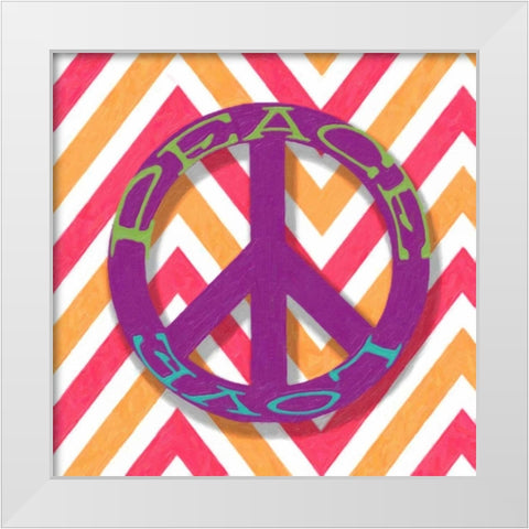 CHEVRON PEACE White Modern Wood Framed Art Print by Greene, Taylor