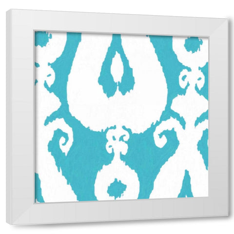 AQUA IKAT White Modern Wood Framed Art Print by Greene, Taylor