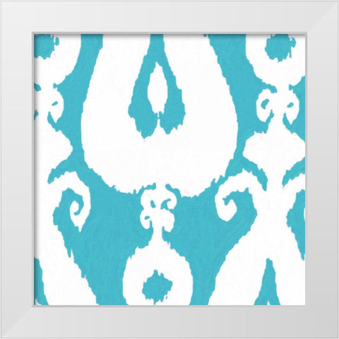 AQUA IKAT White Modern Wood Framed Art Print by Greene, Taylor