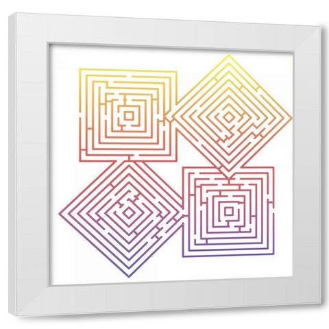 QUAD LABYRINTH White Modern Wood Framed Art Print by Greene, Taylor