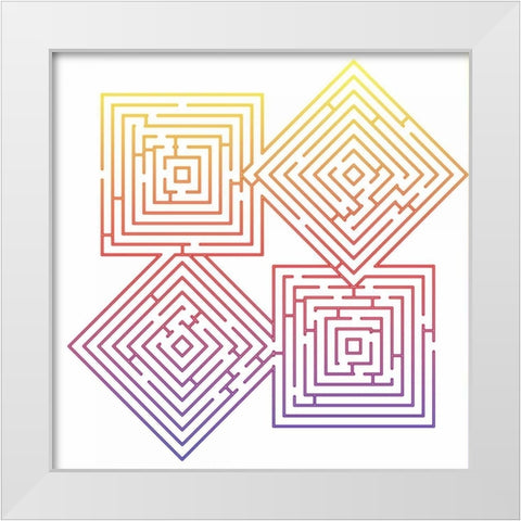 QUAD LABYRINTH White Modern Wood Framed Art Print by Greene, Taylor