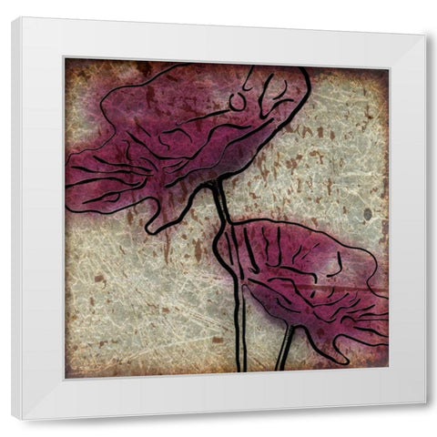 Plum Floral On Silver White Modern Wood Framed Art Print by Greene, Taylor