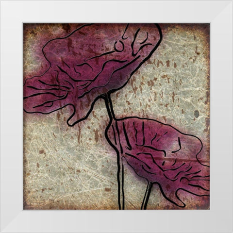 Plum Floral On Silver White Modern Wood Framed Art Print by Greene, Taylor