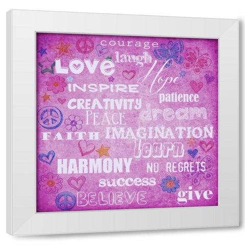 Courage Laugh Pink White Modern Wood Framed Art Print by Greene, Taylor