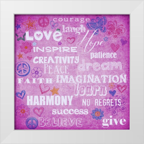 Courage Laugh Pink White Modern Wood Framed Art Print by Greene, Taylor