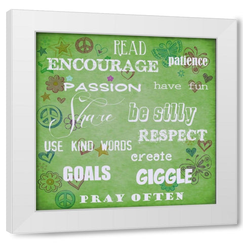 Read Encourage Lime White Modern Wood Framed Art Print by Greene, Taylor