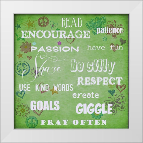 Read Encourage Lime White Modern Wood Framed Art Print by Greene, Taylor