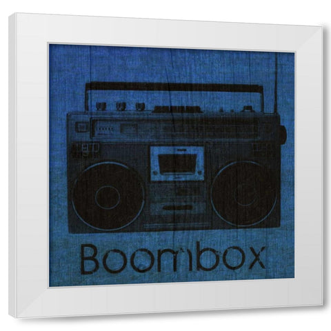 BOOMBOX ON BLUE White Modern Wood Framed Art Print by Greene, Taylor