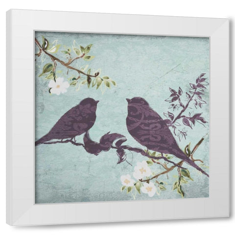 Floral Bird Triptych White Modern Wood Framed Art Print by Greene, Taylor