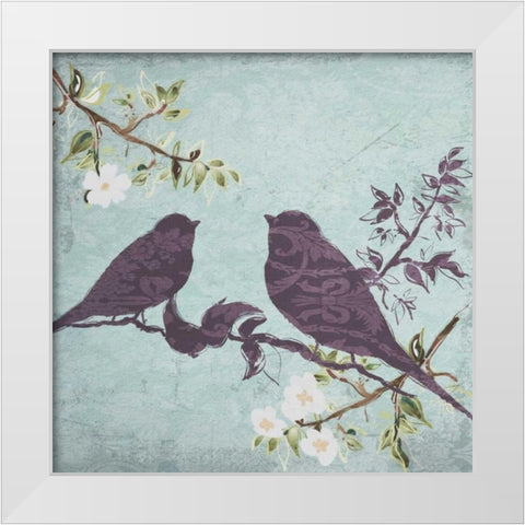 Floral Bird Triptych White Modern Wood Framed Art Print by Greene, Taylor