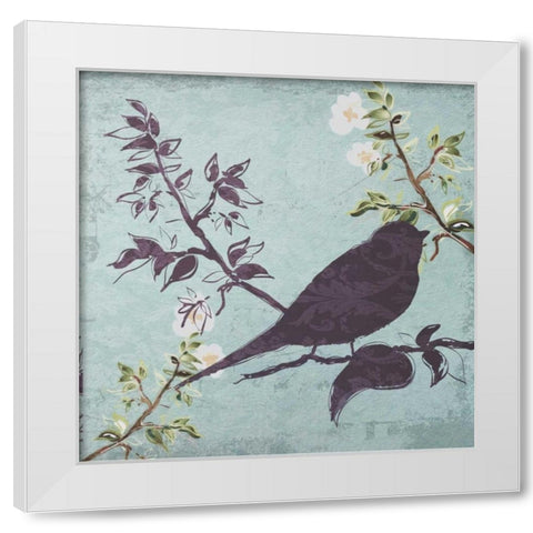 Floral Bird Triptych White Modern Wood Framed Art Print by Greene, Taylor