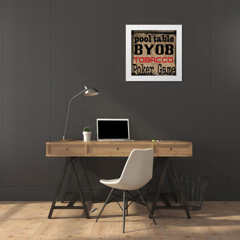 Mancave 8 White Modern Wood Framed Art Print by Greene, Taylor
