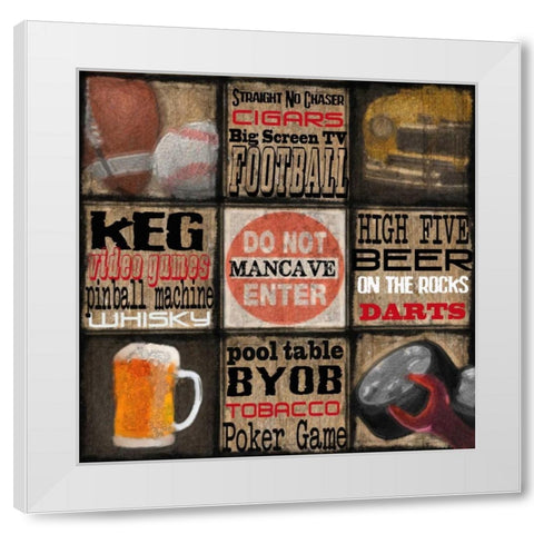 DO NOT ENTER MANCAVE White Modern Wood Framed Art Print by Greene, Taylor