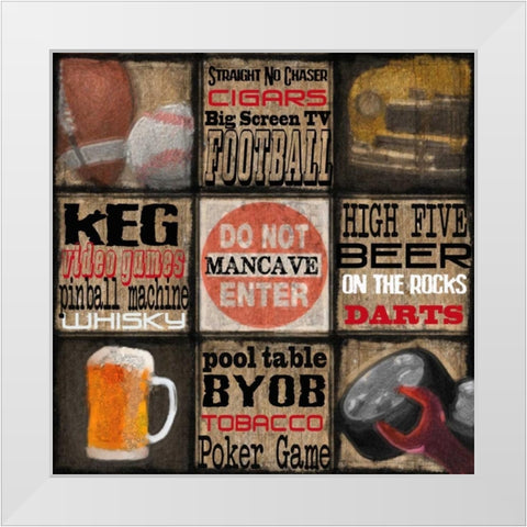 DO NOT ENTER MANCAVE White Modern Wood Framed Art Print by Greene, Taylor