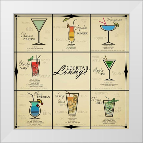 Cocktail Lounge White Modern Wood Framed Art Print by Greene, Taylor