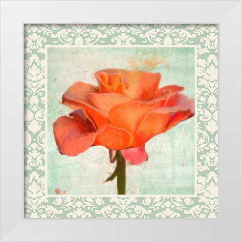 DAMASK ROSE I White Modern Wood Framed Art Print by Greene, Taylor