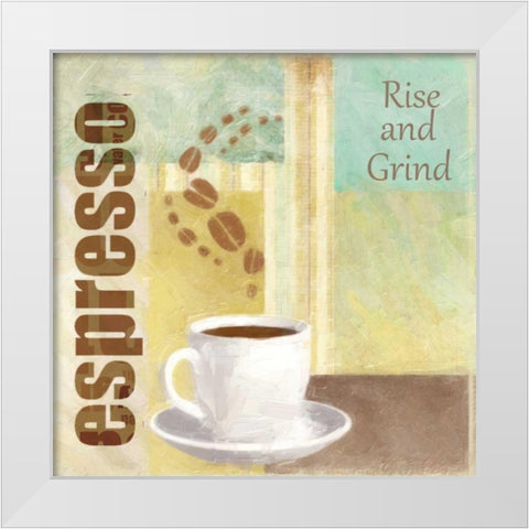 RISE AND GRIND White Modern Wood Framed Art Print by Greene, Taylor
