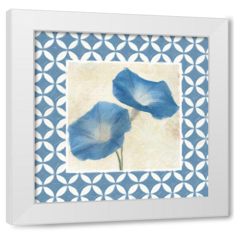 MOROCCAN BLUE FLORAL 1 White Modern Wood Framed Art Print by Greene, Taylor