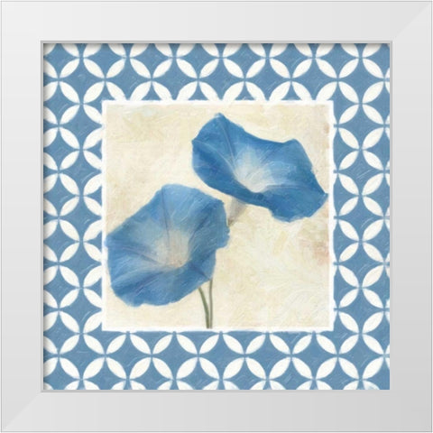 MOROCCAN BLUE FLORAL 1 White Modern Wood Framed Art Print by Greene, Taylor