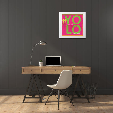 YOLO White Modern Wood Framed Art Print by Greene, Taylor