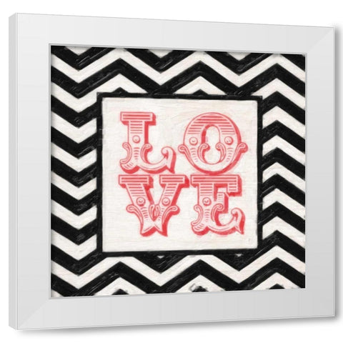 CHEVRON LOVE RED White Modern Wood Framed Art Print by Greene, Taylor