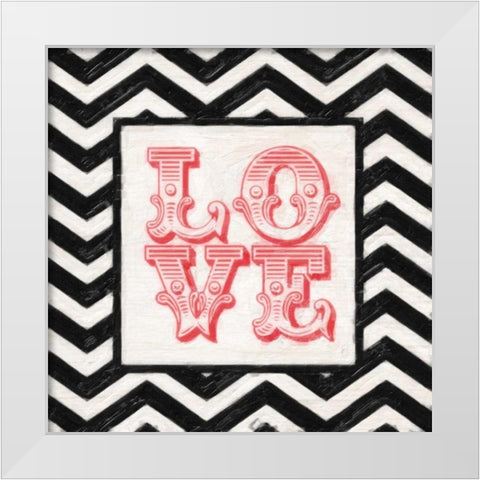 CHEVRON LOVE RED White Modern Wood Framed Art Print by Greene, Taylor
