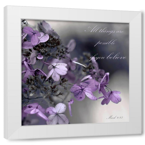 Plum Foliage Believe White Modern Wood Framed Art Print by Telik, Tracey