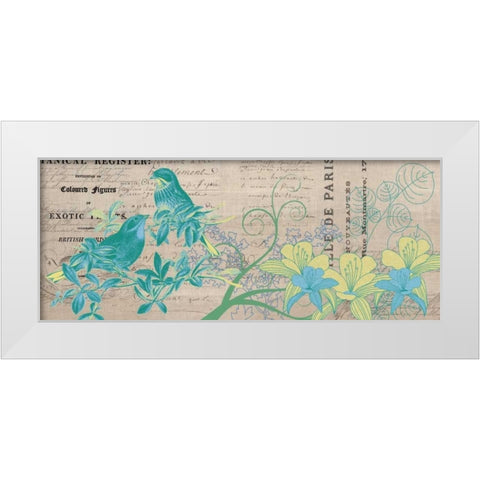 Bird Botanical Blue 2 White Modern Wood Framed Art Print by Jordan, Elizabeth