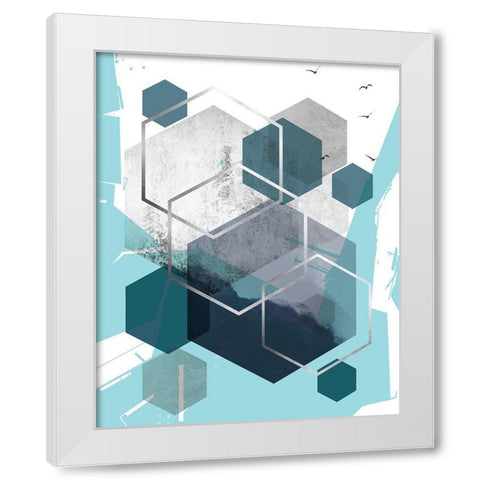 Abstract Teal 1 White Modern Wood Framed Art Print by Urban Epiphany