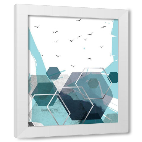 Abstract Teal 2 White Modern Wood Framed Art Print by Urban Epiphany