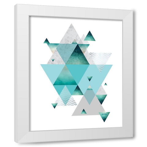 Love Joy Geo Turquoise 2 White Modern Wood Framed Art Print by Urban Epiphany