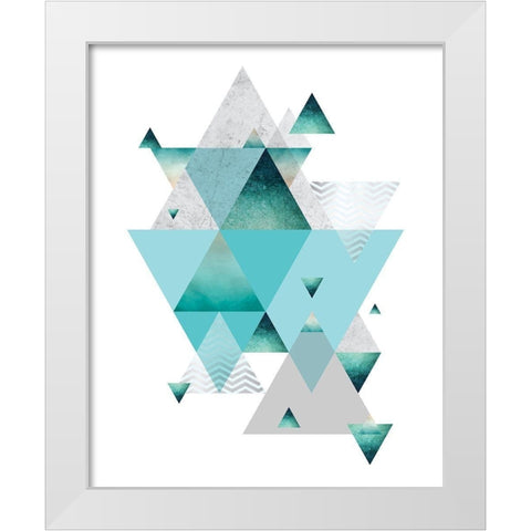 Love Joy Geo Turquoise 2 White Modern Wood Framed Art Print by Urban Epiphany