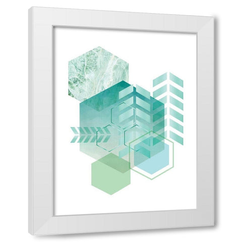 Geometric Minimalist Seafoam White Modern Wood Framed Art Print by Urban Epiphany