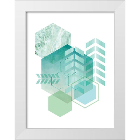 Geometric Minimalist Seafoam White Modern Wood Framed Art Print by Urban Epiphany