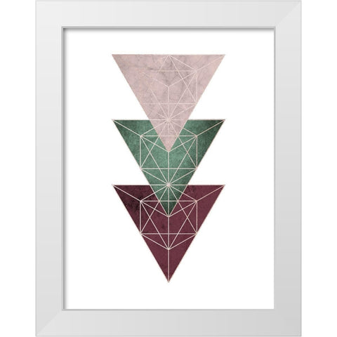 Cranberry Green Blush GEO 3 White Modern Wood Framed Art Print by Urban Epiphany