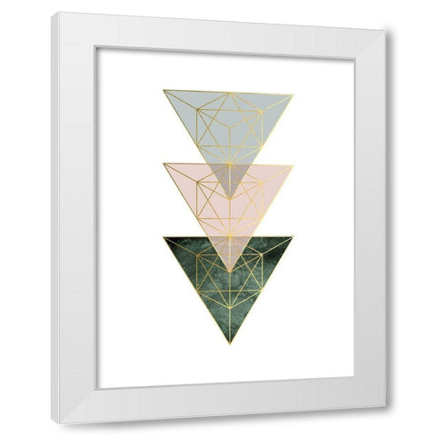 Pink Green Geo 2 White Modern Wood Framed Art Print by Urban Epiphany