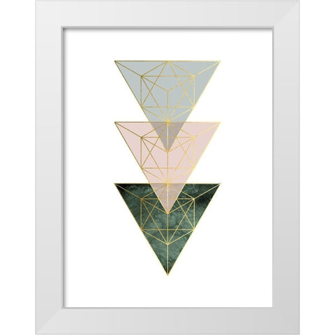 Pink Green Geo 2 White Modern Wood Framed Art Print by Urban Epiphany