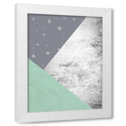 Mint Green Mountains 3 White Modern Wood Framed Art Print by Urban Epiphany