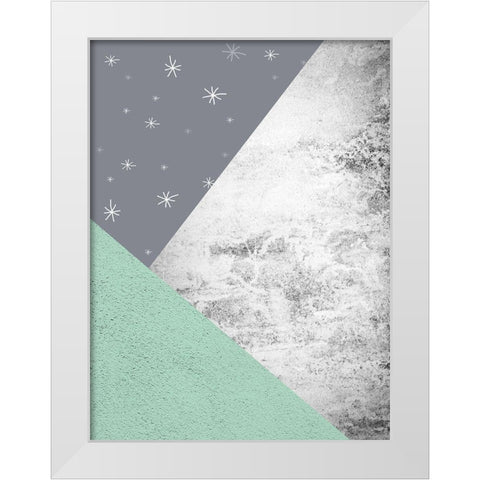 Mint Green Mountains 3 White Modern Wood Framed Art Print by Urban Epiphany
