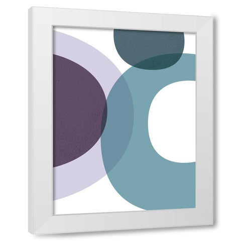 MidCentury Teal Purple 1 White Modern Wood Framed Art Print by Urban Epiphany