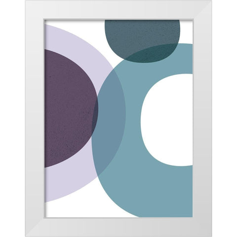 MidCentury Teal Purple 1 White Modern Wood Framed Art Print by Urban Epiphany