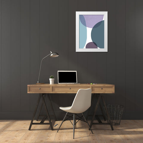 MidCentury Teal Purple 3 White Modern Wood Framed Art Print by Urban Epiphany