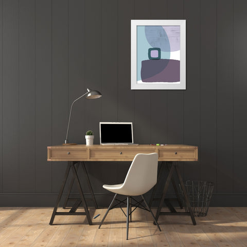 MidCentury Teal Purple 5 White Modern Wood Framed Art Print by Urban Epiphany
