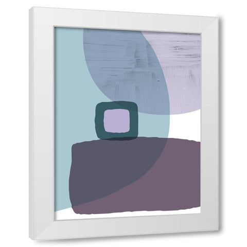 MidCentury Teal Purple 5 White Modern Wood Framed Art Print by Urban Epiphany