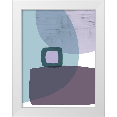 MidCentury Teal Purple 5 White Modern Wood Framed Art Print by Urban Epiphany