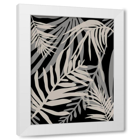Black Glam Leaves 1 White Modern Wood Framed Art Print by Urban Epiphany
